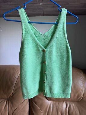 LOFT Mint Green Knit Button-Front Tank